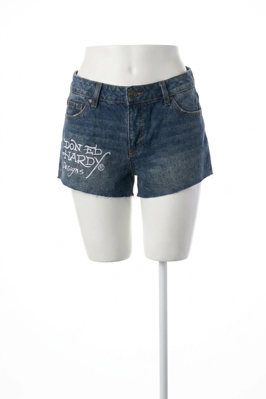 NEW ED HARDY orchid denim short in medium vintage